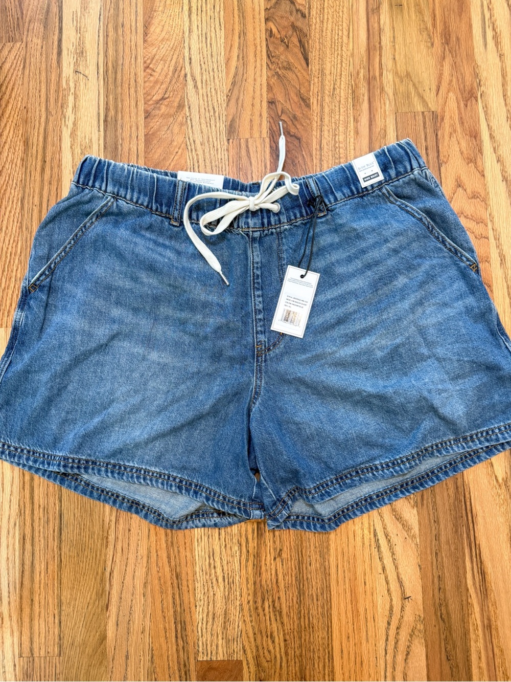 Judy Blue NWT High Waist Baggy Denim Shorts Drawstring Hemp Lyocell Plus Size 1X